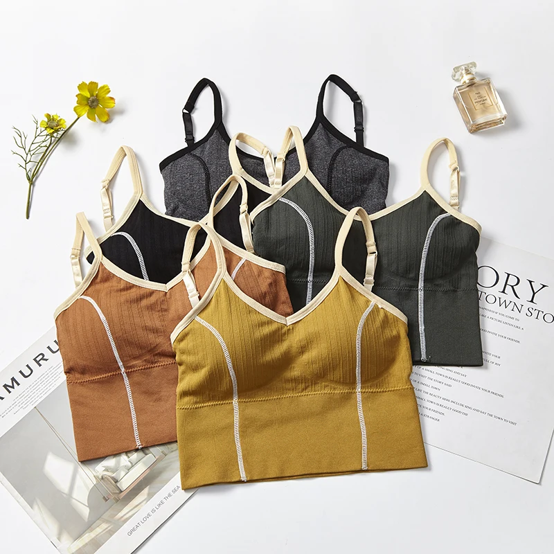 

Spring and summer breathable women girls bra one-piece non-trace adjustable Shoulder Straps Beautiful back tube top, Red/gray/yellow/black/green