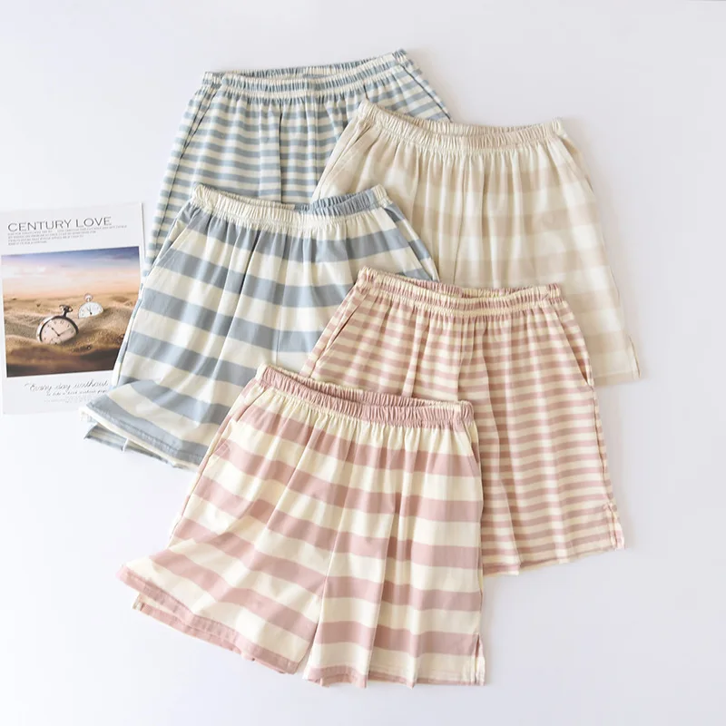 

2021 Japanese new style 100% cotton ladies summer sleepwear pants shorts loose large size thin casual home pants pajama shorts