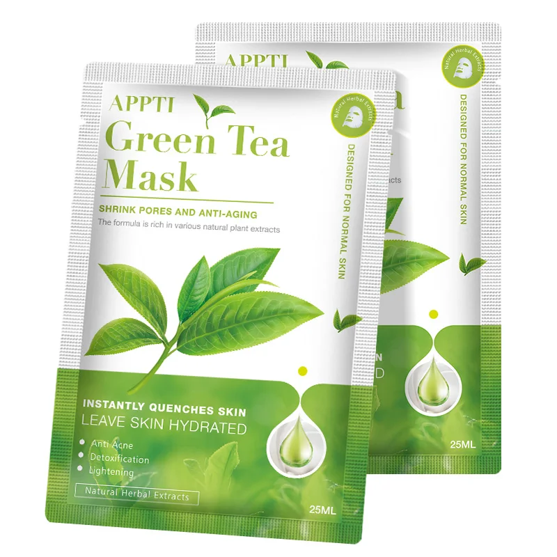 

Private Label Korean Skin Care Sheet Hydrating Whitening Natural Organic Green Tea Facial Mask