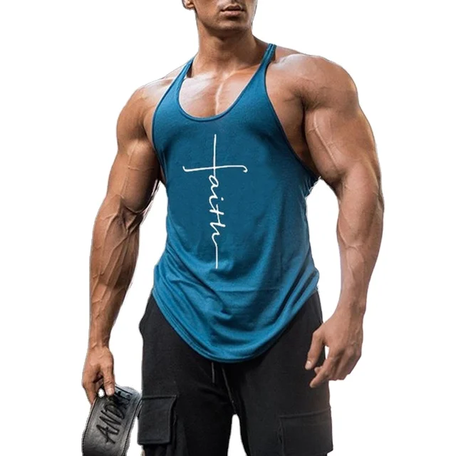 

Muscle Fitness Bodybuilding Gym Clothing Male Sleeveless Vest Print Blank Wife Beater Singlets Stringers Men Tank Top