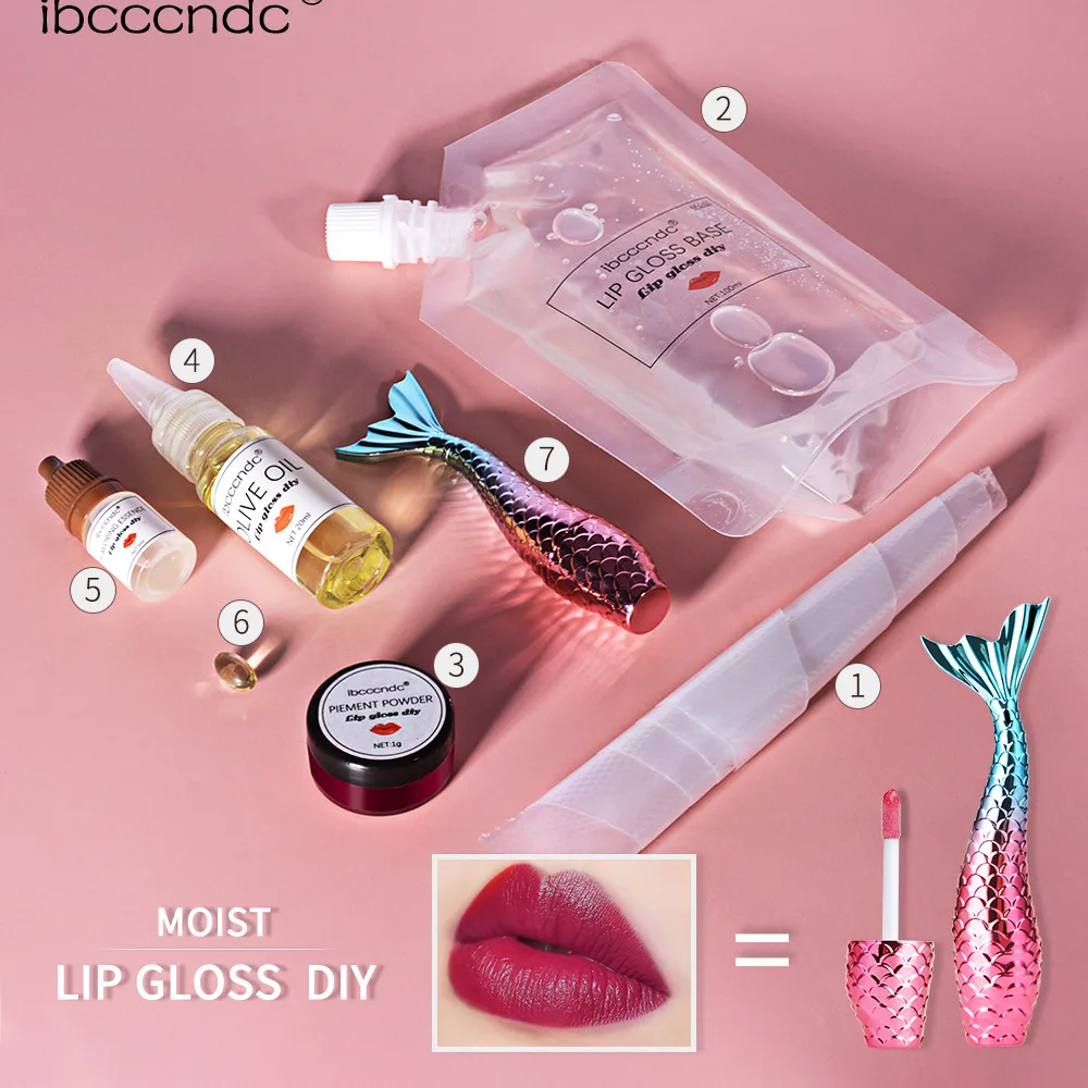 Ibcccndc Diy Lip Gloss Kit Matte Moisture Base Pigment Powder Olive Oil Flavor Make A Unique Lip