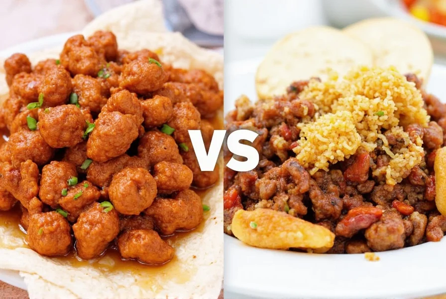 Two plates: one with Cajun jambalaya, the other with Creole gumbo