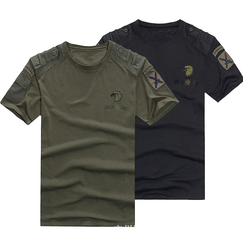 

Free Shipping Military Fans Short Sleeve T-shirt Male Summer Training Climbing Loose Cotton Breathable Tactical T Shirt Tops