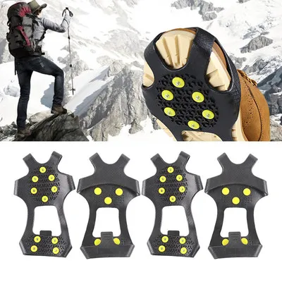 

Factory Safety Durable Winter Snow 10-tooth Ice Shoe Covers Silicone Ice Grip Spikes for Shoes