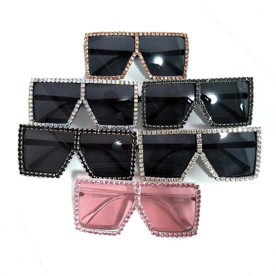 

YIDING Ce Brand Designer Oversized Rhinestone Sunglasses Women Big Wide Temple Bling Stones 2019 Fashion Shades Uv400 Glasses, As is or customized