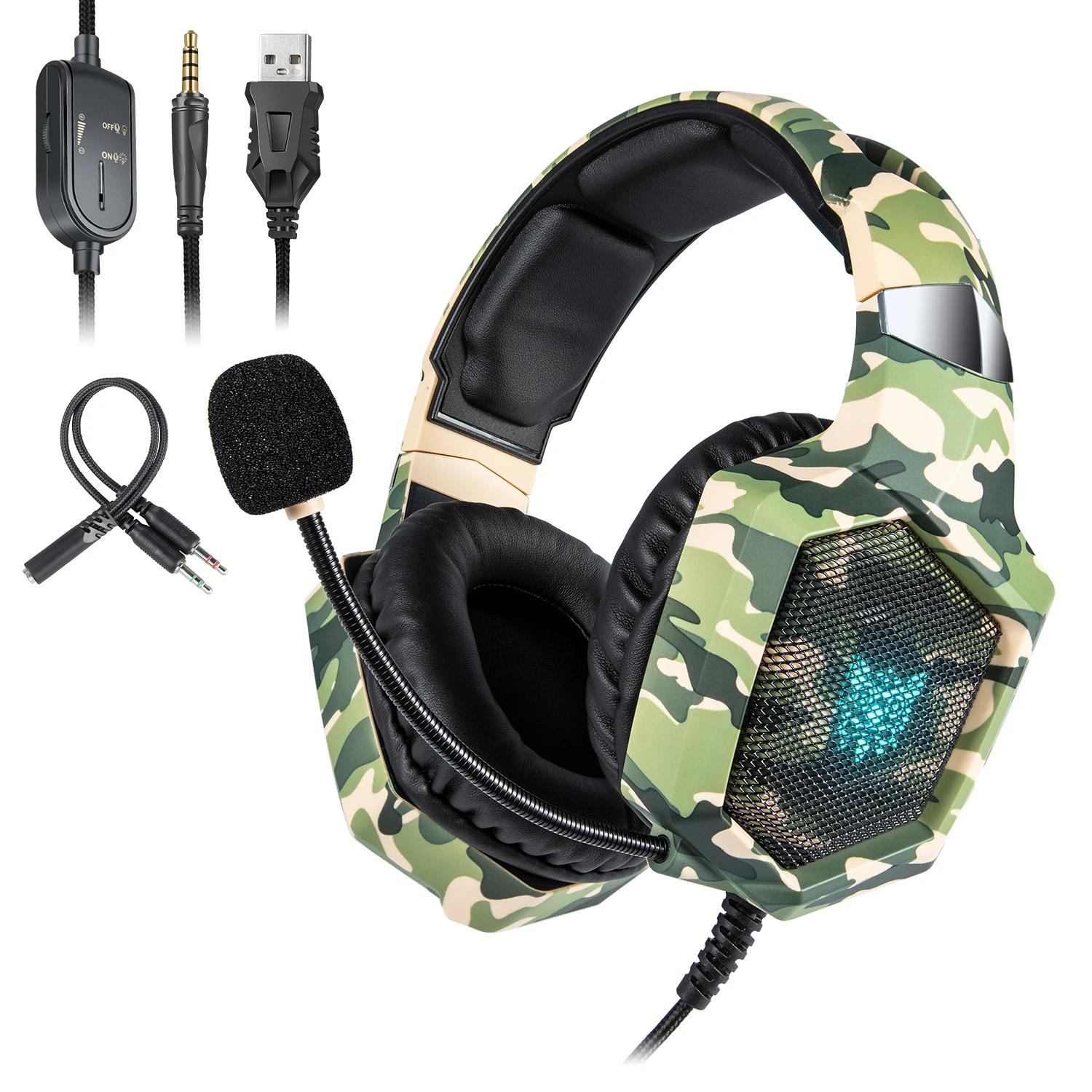 

ONIKUMA K8 Forest Camouflage Tactical RGB Light Wired 7.1 Gaming Headset
