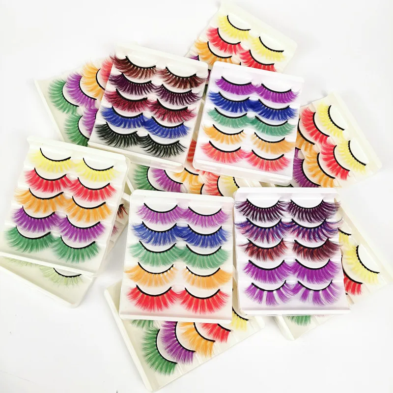 

Factory wholesale quality color strips colored faux mink false eyelashes vendor