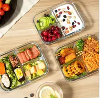 

High borosilicate glass lunch box set biodegradable food container plastics storage boxes insulated lucnh box