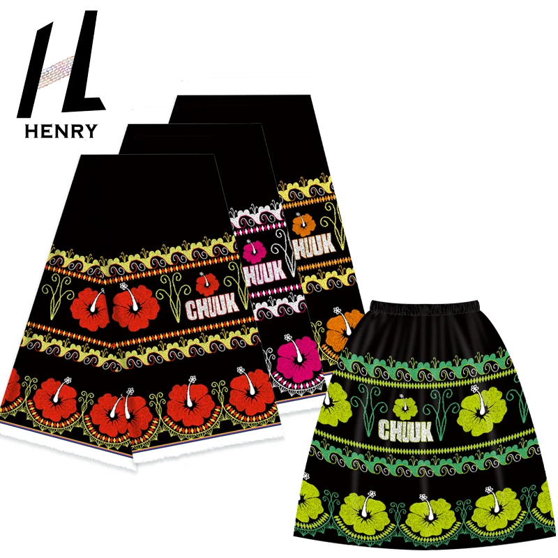 

Henry Textile New Design 100% Polyester Micronesia Traditional Printed Fabric For Chuuk Skirt