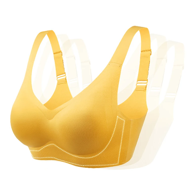 

Adjustable Strap Wireless Comfortable Bralette Bras Breathable Push Up Seamless Bra, Skin, gray, black,pink,dark green,red