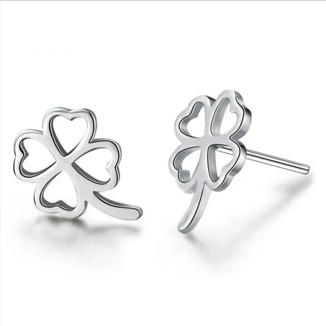 

Korean European Fashion Retro Silver Jewelry Clover Earrings