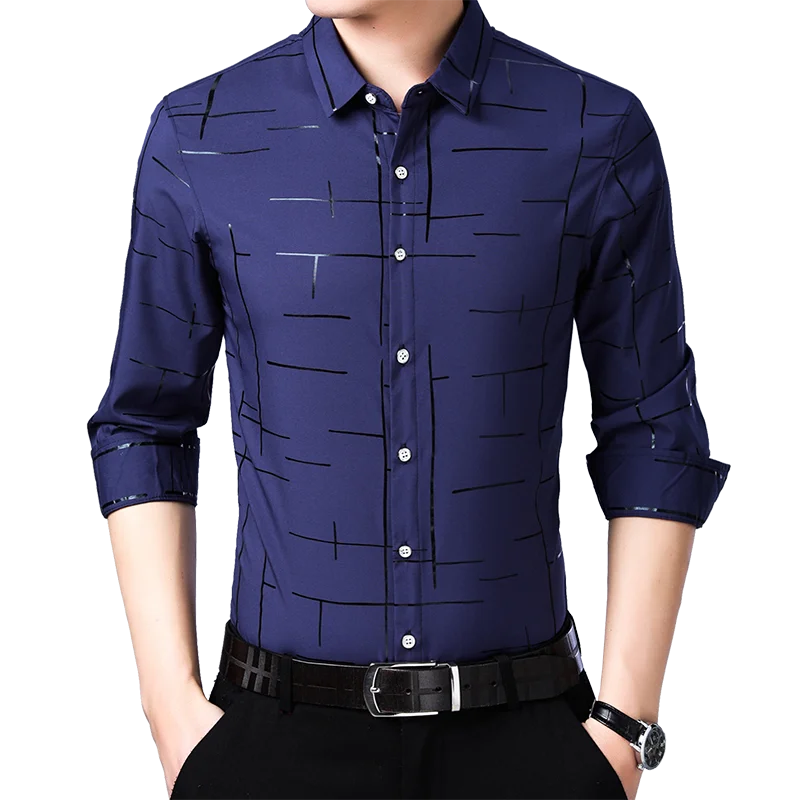 

Custom Logo Wholesale long sleeve formal style custom fit easy-care man's long shirt