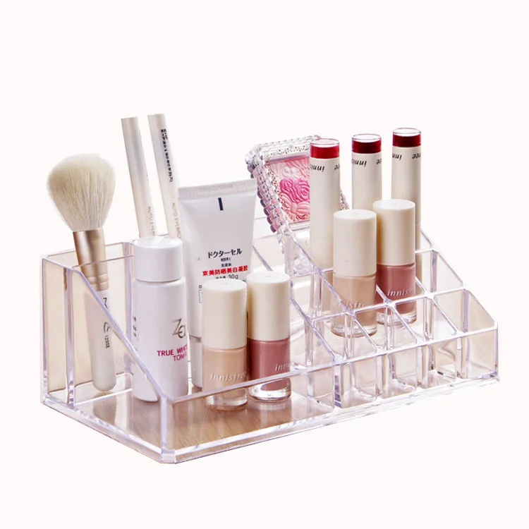 

Plastic Makeup Storage 9 Spaces Vanity Organizer Cosmetic Display Box For LipstickMakeup Brushes and Skin Care Products