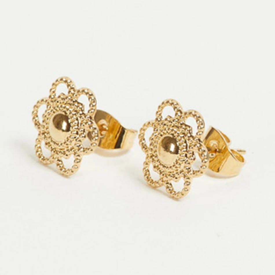 

oem jewelry manufacturers 925 sterling silver fashion 18k gold plated flower stud earrings for women