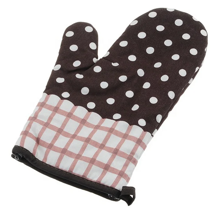 Custom logo Cotton Extra Long Heat Resistant Gloves Print Stripes Kitchen Oven Mitts Non-slip Baking Gloves