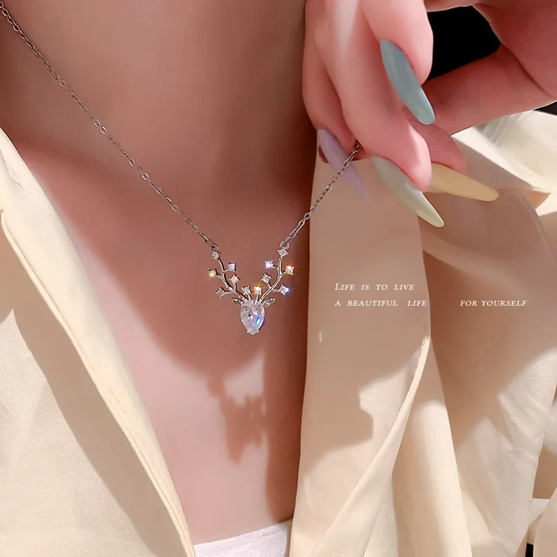 

new statement crystal pendant necklace deer