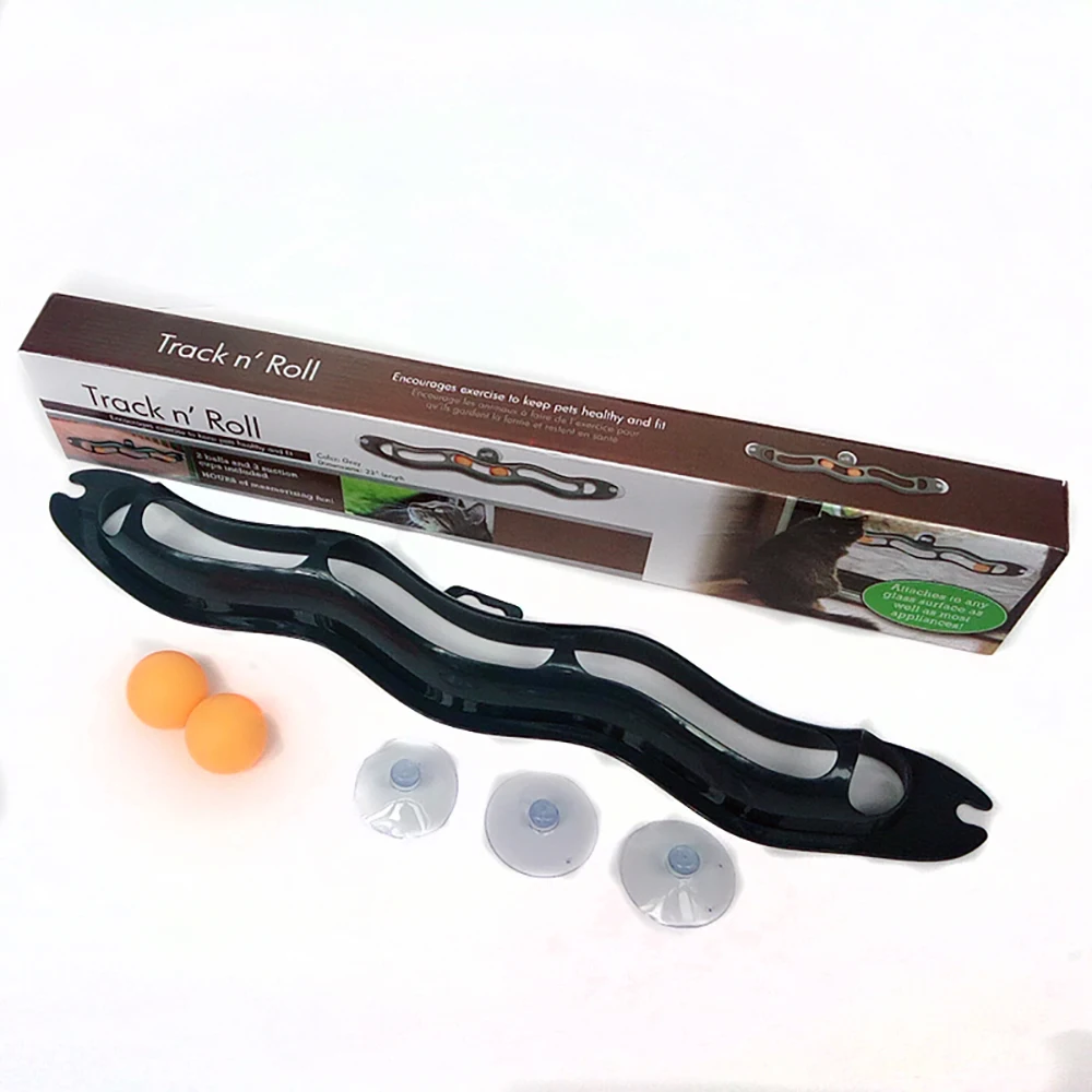 

New Pet Accessories Interactive Amusement Track Ball Toy With Suction Cup Table Tennis Cat Toys Stocked, As pictures