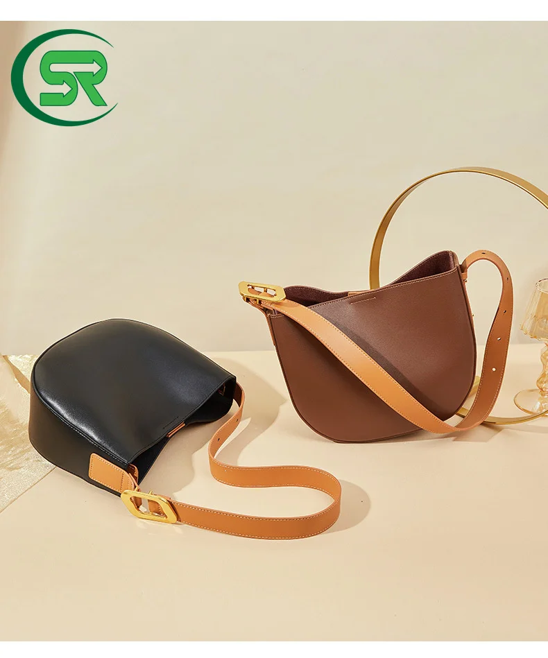 

Newly arrived ladies' half-moon saddle bag ladies' leather shoulder retro diagonal bag.