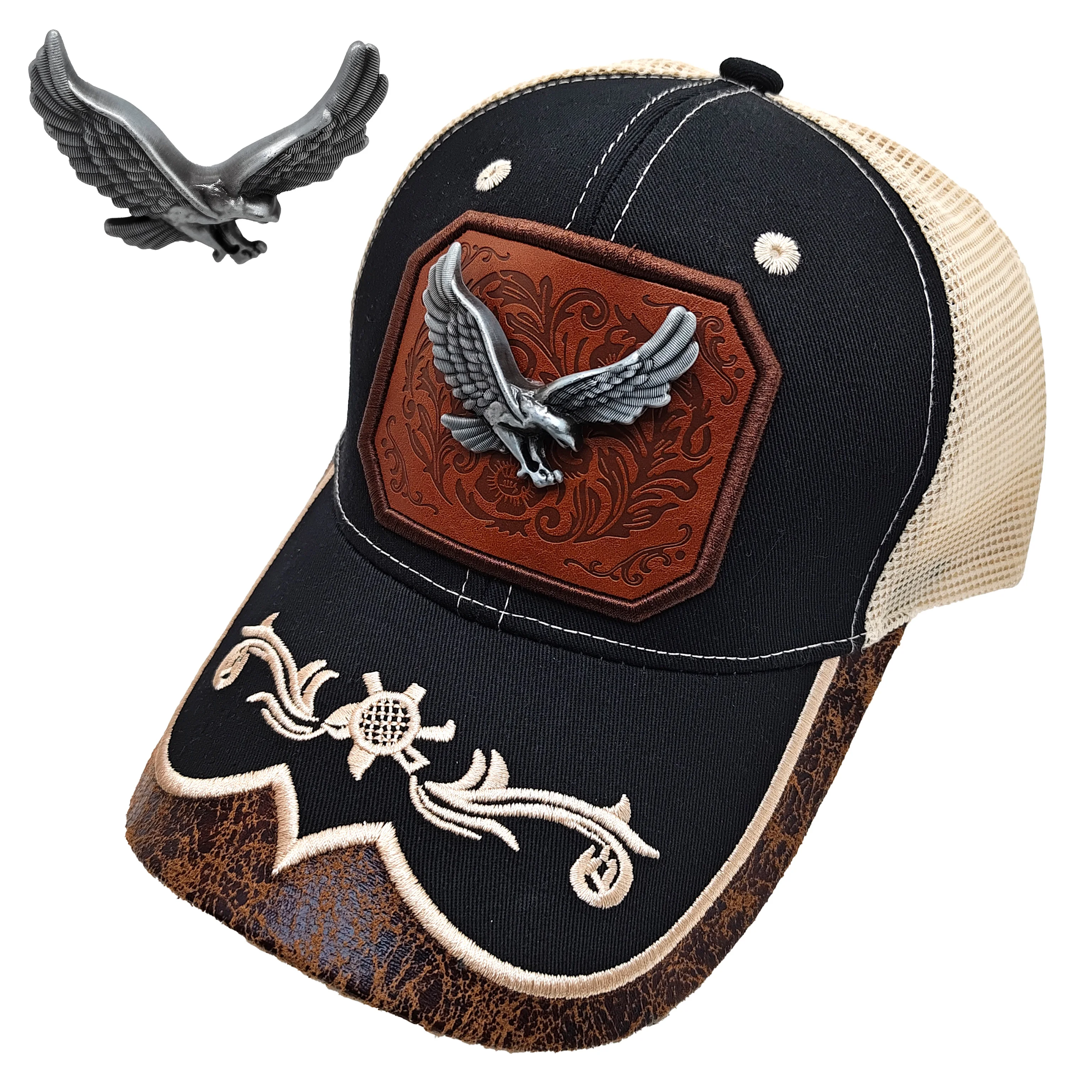 Eagle Embroidered Mesh Trucker Cap