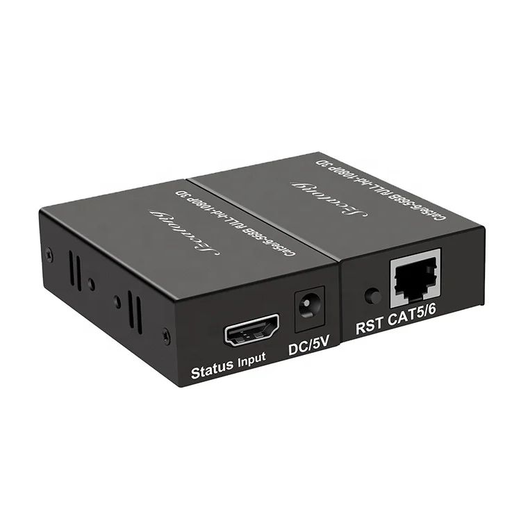 

HDTV 1080p 4K single Utp Cat5e Cat6 Lan 60m Rj45 Ethernet extender for transmitter and receiver, Black