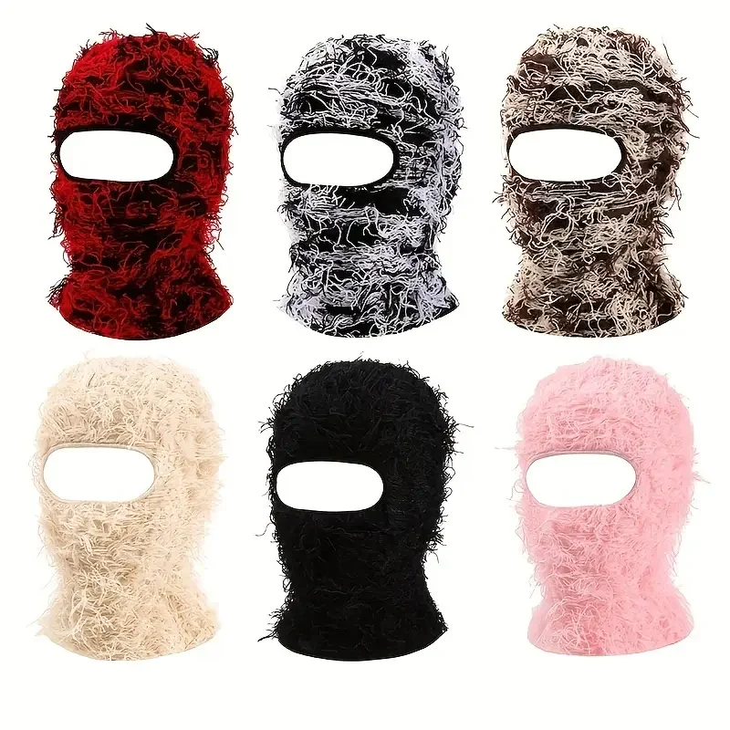 Winter Custom Embroidered Logo Unisex Ski Mask Balaclava Hat Stretchable Acrylic Knitted Full Face Cover Beach