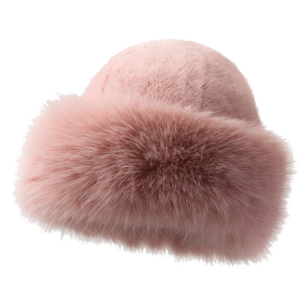 Wholesale Topseller Winter Imitation White Fox Fur Beanie Hat for Women Thick Fluffy Faux Fur Warm and Cartoon Pattern Nylon Hat