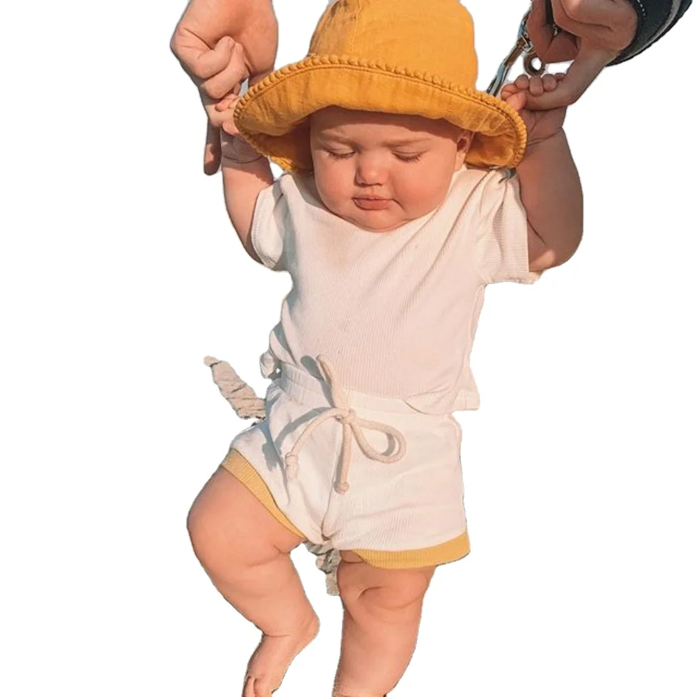 

Wholesale multi-colored cotton tshirt shorts toddler girl 2 piece baby set