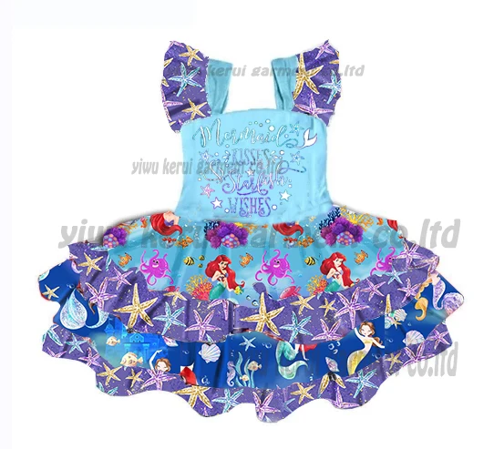 new design boutique kids fancy mermaid dress girl