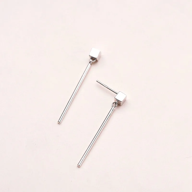 925 silver square Stud Earrings for Women Elegant Wedding Jewelry 2021