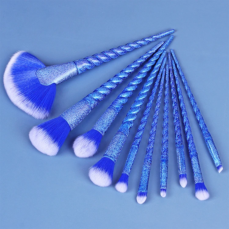 

Gold Professional Makeup Brushes With Kit Black Glass Rose gold Makeup Brush 10Pcs Electroplated Spiral Handle Makeup Brush, Red/pink/blue/silver