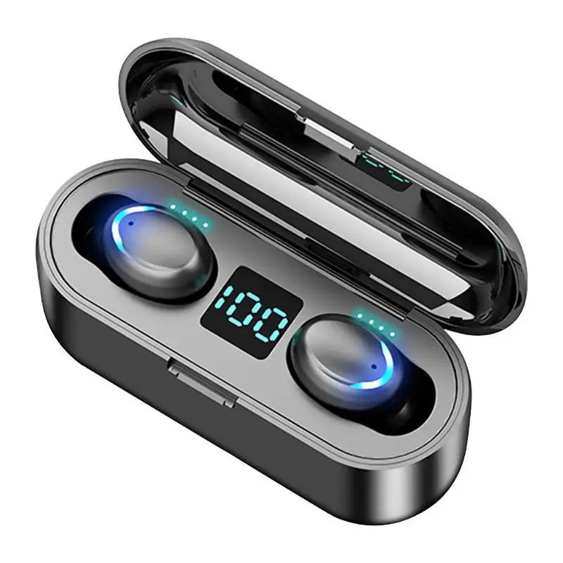 

Portable Charger Power Bank Eaphones Waterproof Intelligent HD Call HiFi Sound Blue LED bt Wireless Earbuds Tws F9 Auriculares