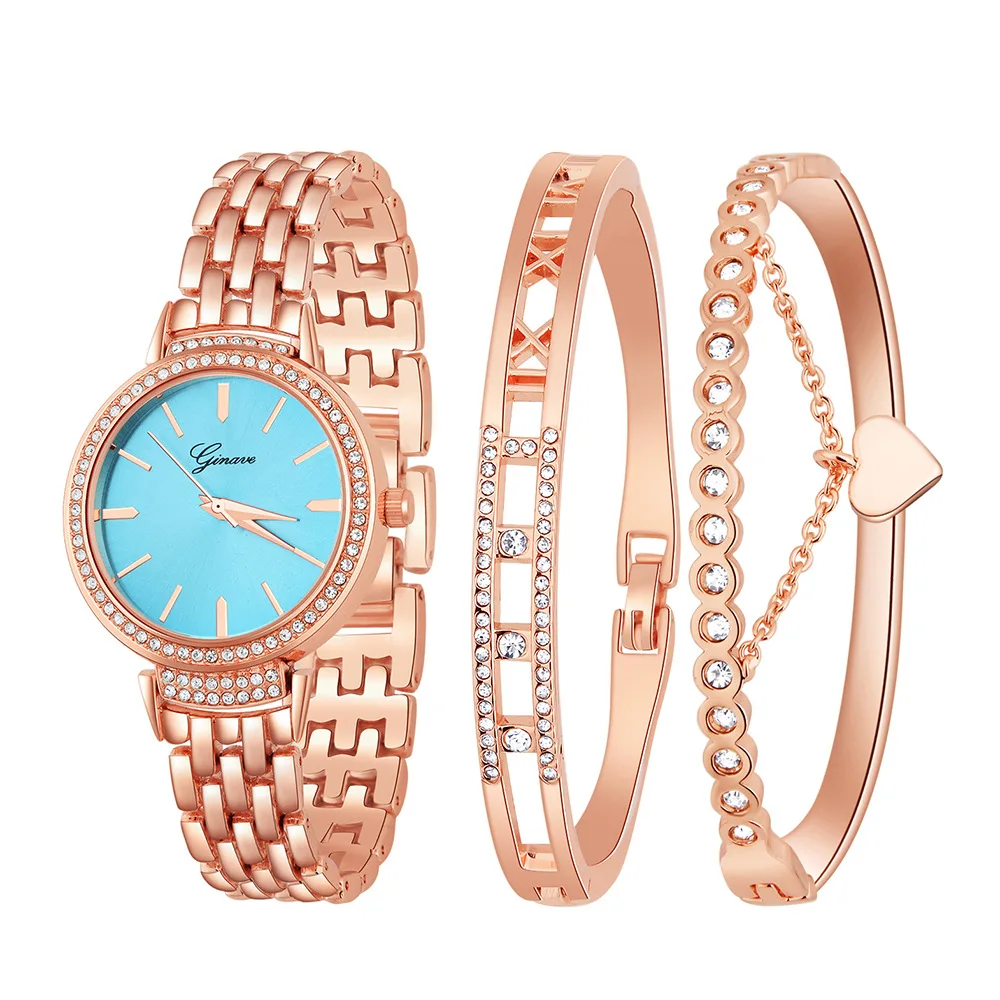 

TC Beautiful rose gold bangles bracelets Classic lady watch set Amazon best selling fashion custom design female hombre de relojes