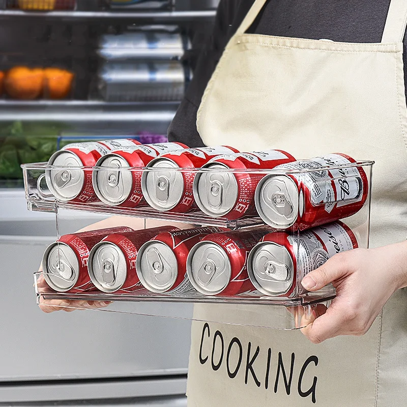 

Clear plastic storage box pet Kitchen Refrigerator Organizer Bins fridge kitchen drink bottle soda can organizer