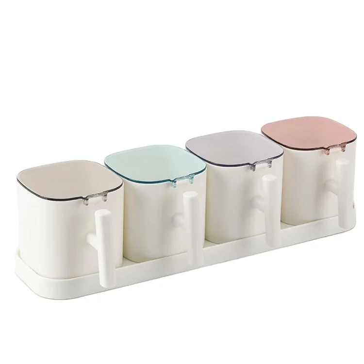 

Dropshipping Kitchen Plastic Combination Salt Shaker Seasoning Spices Box Jar, White/pink/blue