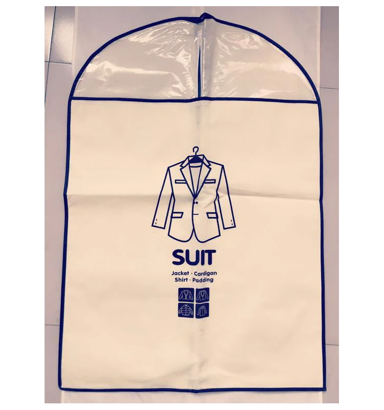 

Stock promotional high quality non woven fabric garment bag cartoon painted dustproof suit cover