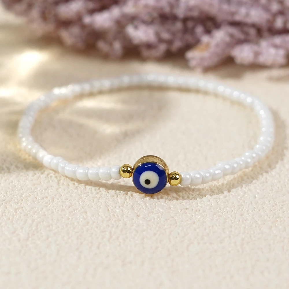 

Go2boho Dainty Seed Handcrafted Stretch Jewelry Fashion Blue Evil Eye Luck Chain Beaded Bracelets for Women Men 2024 Trendy