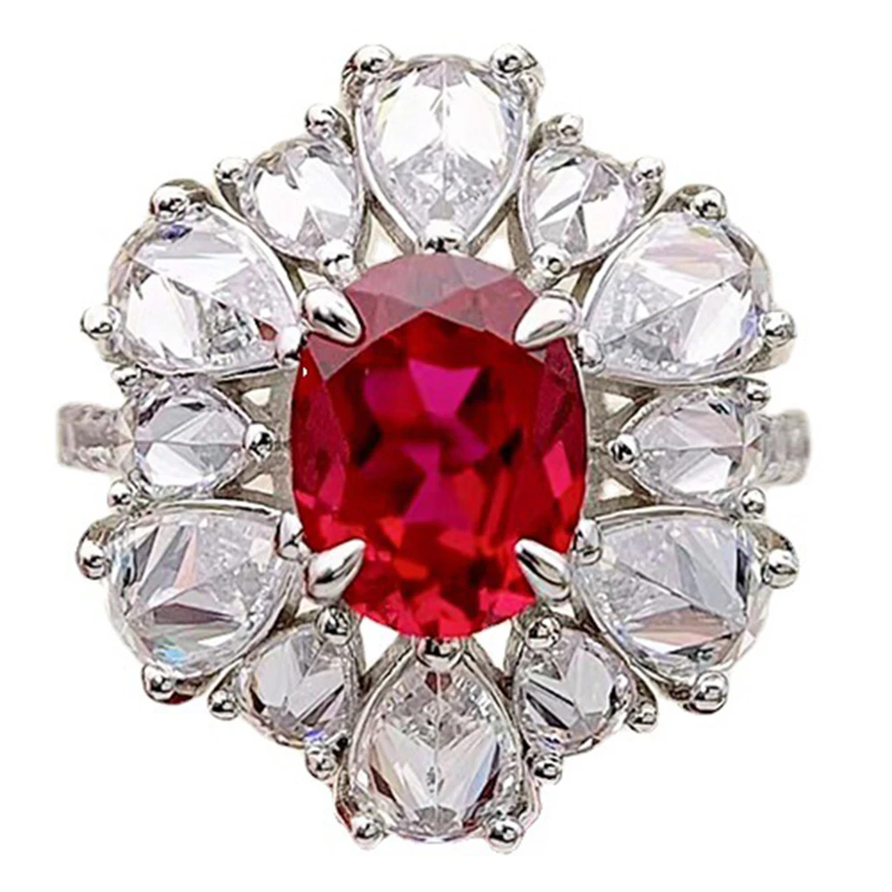 

925 Sterling Silver Created Moissanite Ruby Diamonds Engagement Wedding Ring Wholesale