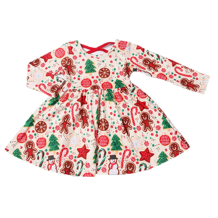 

Christmas/thanks giving Girls Spring Fall casual Long Sleeve flower Print Dresses Kids Boutique Girl's plus size dress