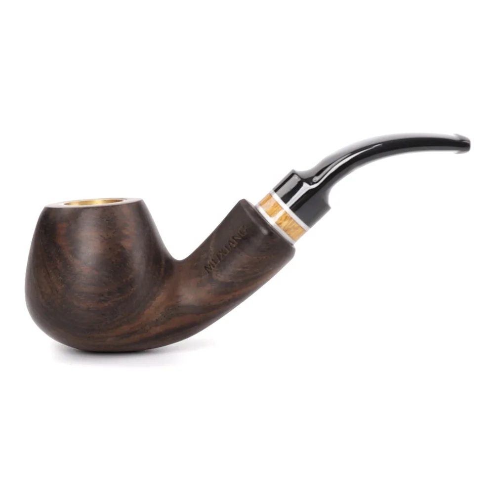 

MUXIANG Multifunctional Three In One Usage Ebony Wood Tobacco Pipe with copper bowl Cigarette Holder, As picture