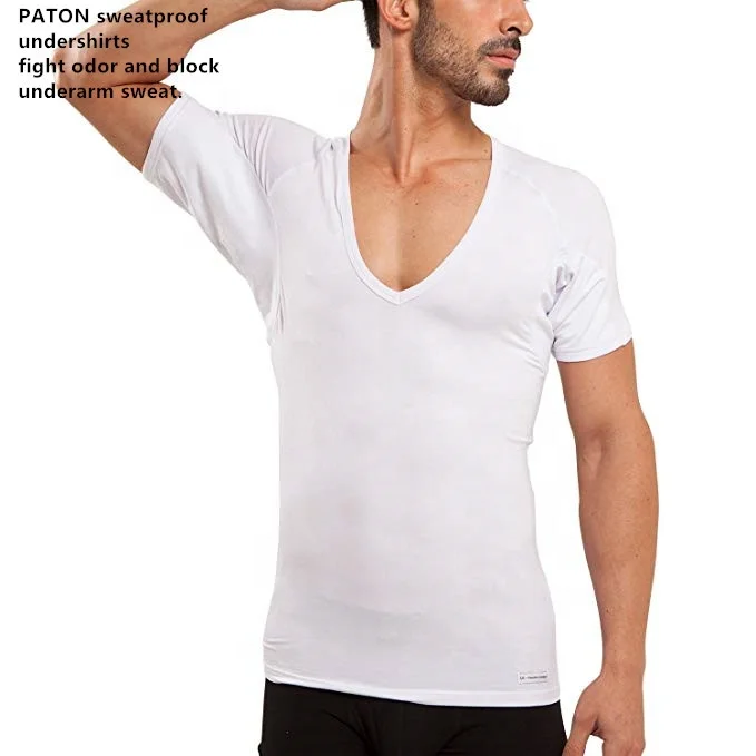 

Import Austria modal Protective Sweat underarm padded shirt Sweatproof undershirt Slim fit V neck stock men's t-shirts