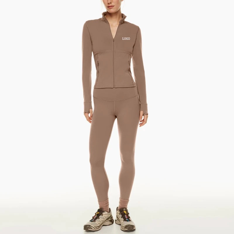 

Custom Sportswear New Spandex High Waist Yoga Wear Womens Gym Croptop Jacket Activewear Fitness Legging Yoga Pants Set