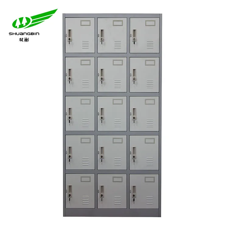 Cold Roll Steel Hair Salon Storage Locker Cabinet 15 Doors Clothes