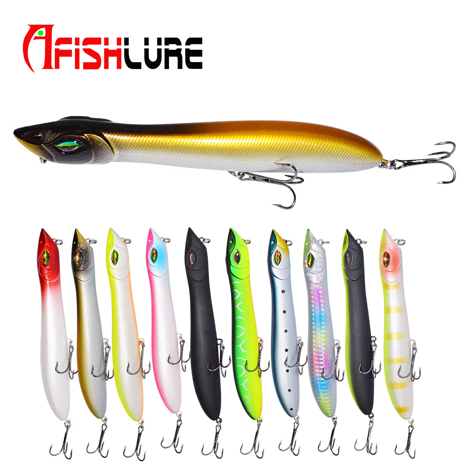 

Snake Head Popper Hard Lure 140mm 26g HL18 Afishlure Floating Lures artificial bait fishing lure freshwater saltwater hard bait, 11 colors for choice