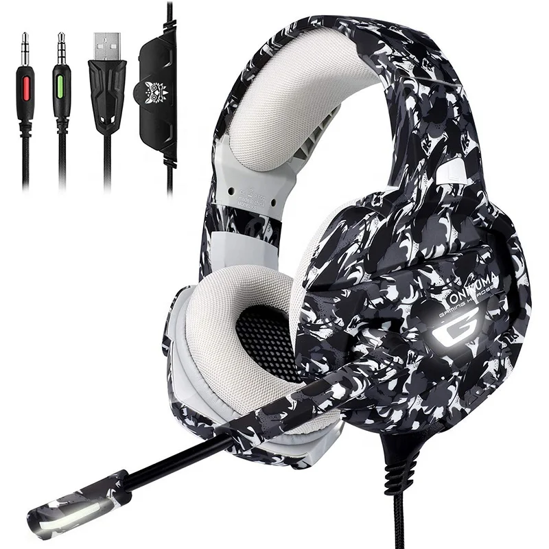

ONIKUMA K5 PS4 Camo Gaming Headset Cool Over-ear Surround Sound Wired Camouflage Gamer Headphones