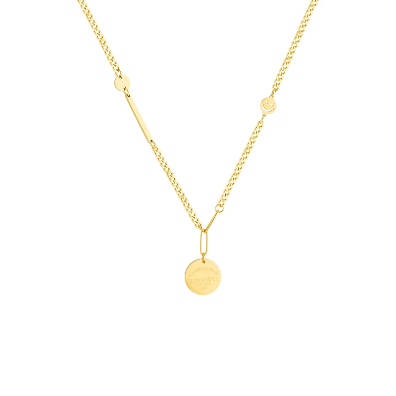 

Jewelry Women Fashion 2021 Dainty Necklace Coin Gold Necklace Charms Ladies 18k Gold Plated Custom Pendant Necklace