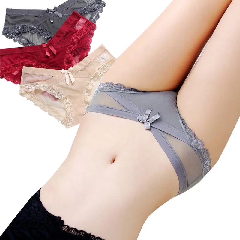 

1845 Ladies Sexy Breathable Mesh Briefs Underpants Lace Panties Women Transparent, 8 colors: white, gray, black, pink, nude, wine red, light purple, blue