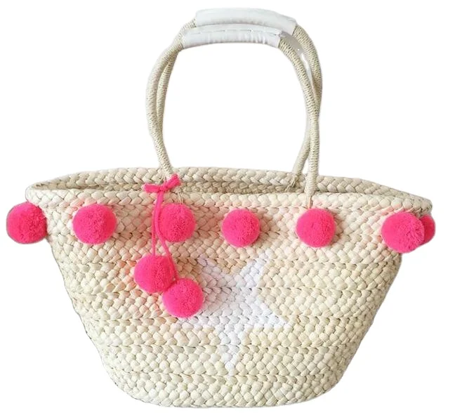 

Wholesale Summer Fashion Large Rattan Woven Ladies Tote Hand Bag Custom Women Handbags Beach corn Straw Bags