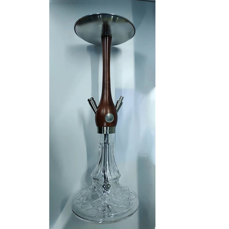 

China manufacturer factory blast wood hookah shisha pot glass base full bar pot wood material shisha, Picture