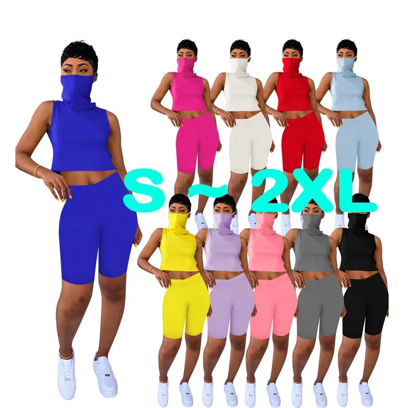 

Wholesale Custom Women Clothing Short Sleeve Sports Summer Solid Color Two Piece Jumpsuit Women