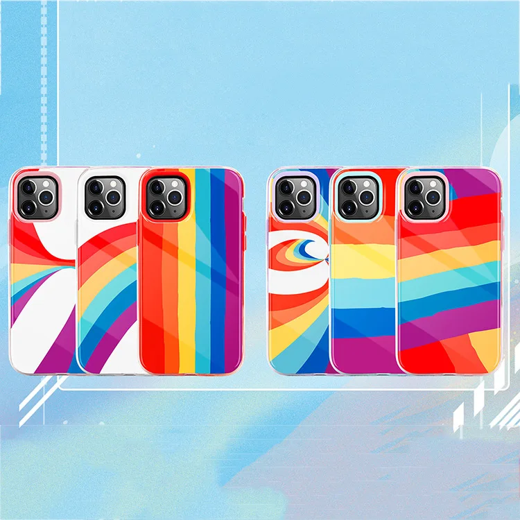 

Liquid Color Rainbow Phone Case for iPhone 12 Pro Max Drop Glue Painting Pride Back Cover